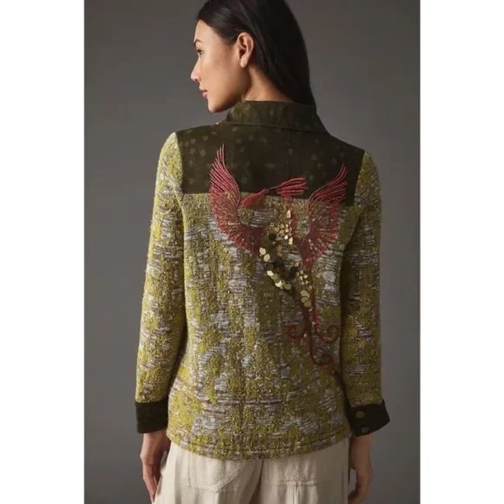 NWT!! Anthropologie PILCRO Embroidered Phoenix Sweater Jacket Boho X-Small